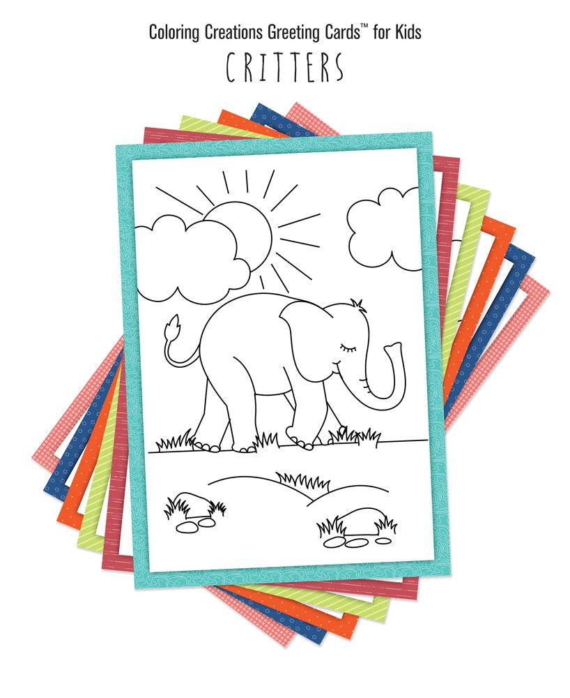 Coloring Creations Greeting Cards: Critters (For KIDS) (Pack Of 12)