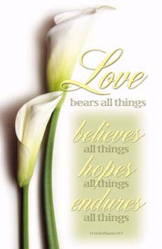 Bulletin-Love Bears All Things Believes All Things Hopes All Things Endures All Things (1 Corin 13:13) (Pack Of 100)