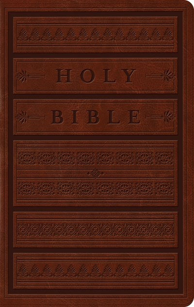 ESV Large Print Personal Size Bible-Brown Engraved Mantel Design TruTone