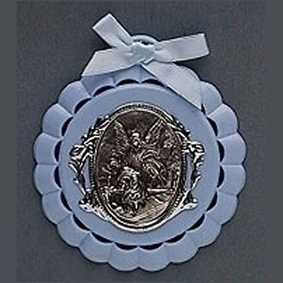 Cradle Medal-Baptism-Blue (4.25") Boxed