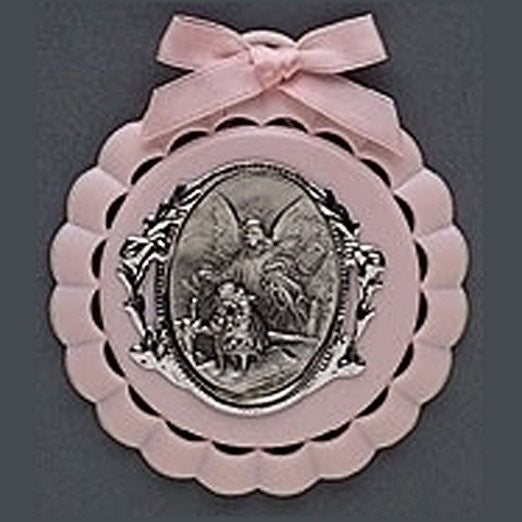 Cradle Medal-Baptism-Pink (4.25") Boxed