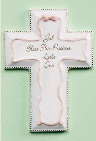 Wall Cross-Baptism-Pink (6")
