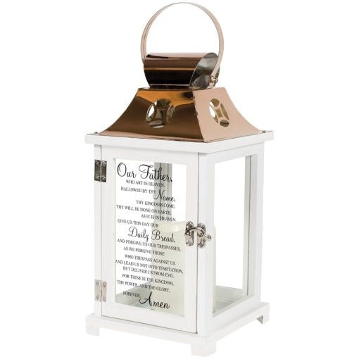 Lantern w/Flameless LED Candle & Timer-Light The Way Memorial/Lord's Prayer (6.25" x13.5" x 6.25")