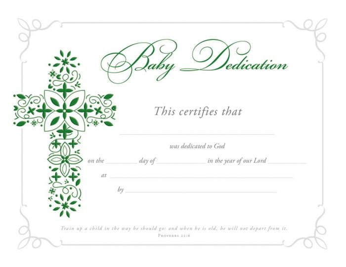 Certificate-Baby Dedication (Proverbs 22:6) (Foil Embossed Premium Stock) (Pack Of 6)