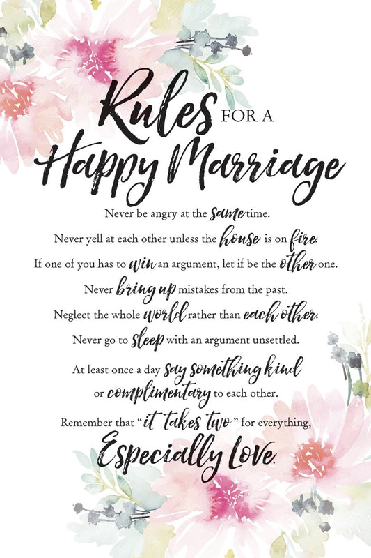 Plaque-Woodland Grace-Rules For Happy Marriage (6 x 9)