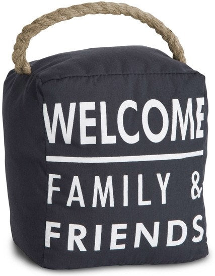 Door Stopper-Welcome Family & Friends-Dark Gray (5 x 6)