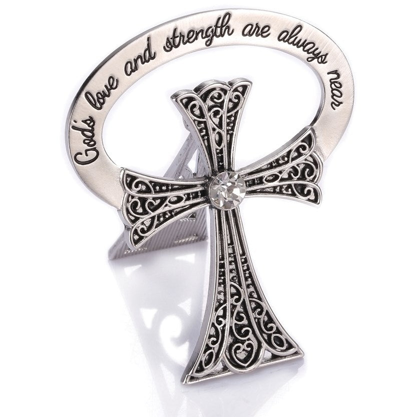 Bedside Cross-Trust In God w/Crystal (2.5") (Carded)