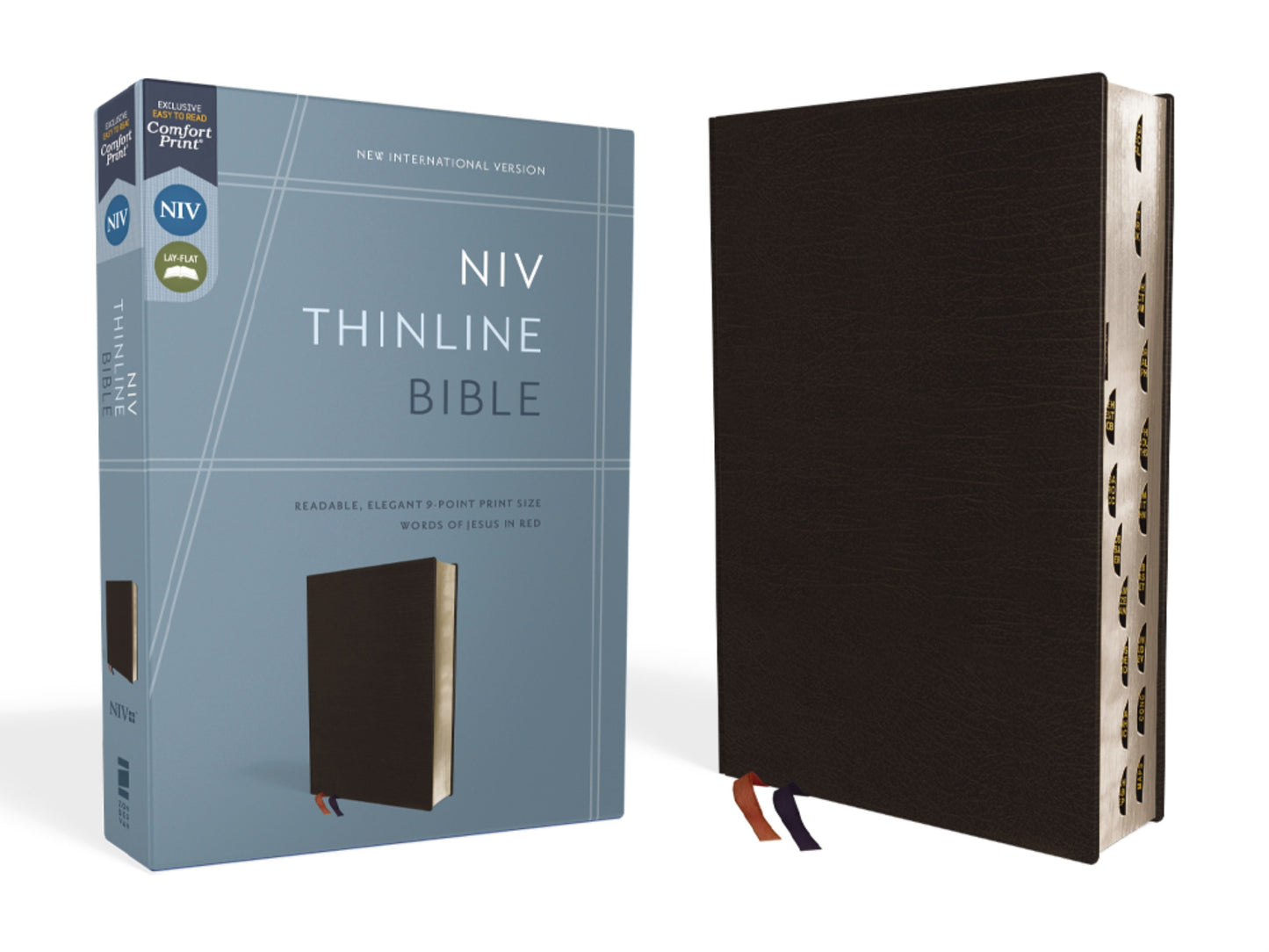 NIV Thinline Bible (Comfort Print)-Black Bonded Leather Indexed