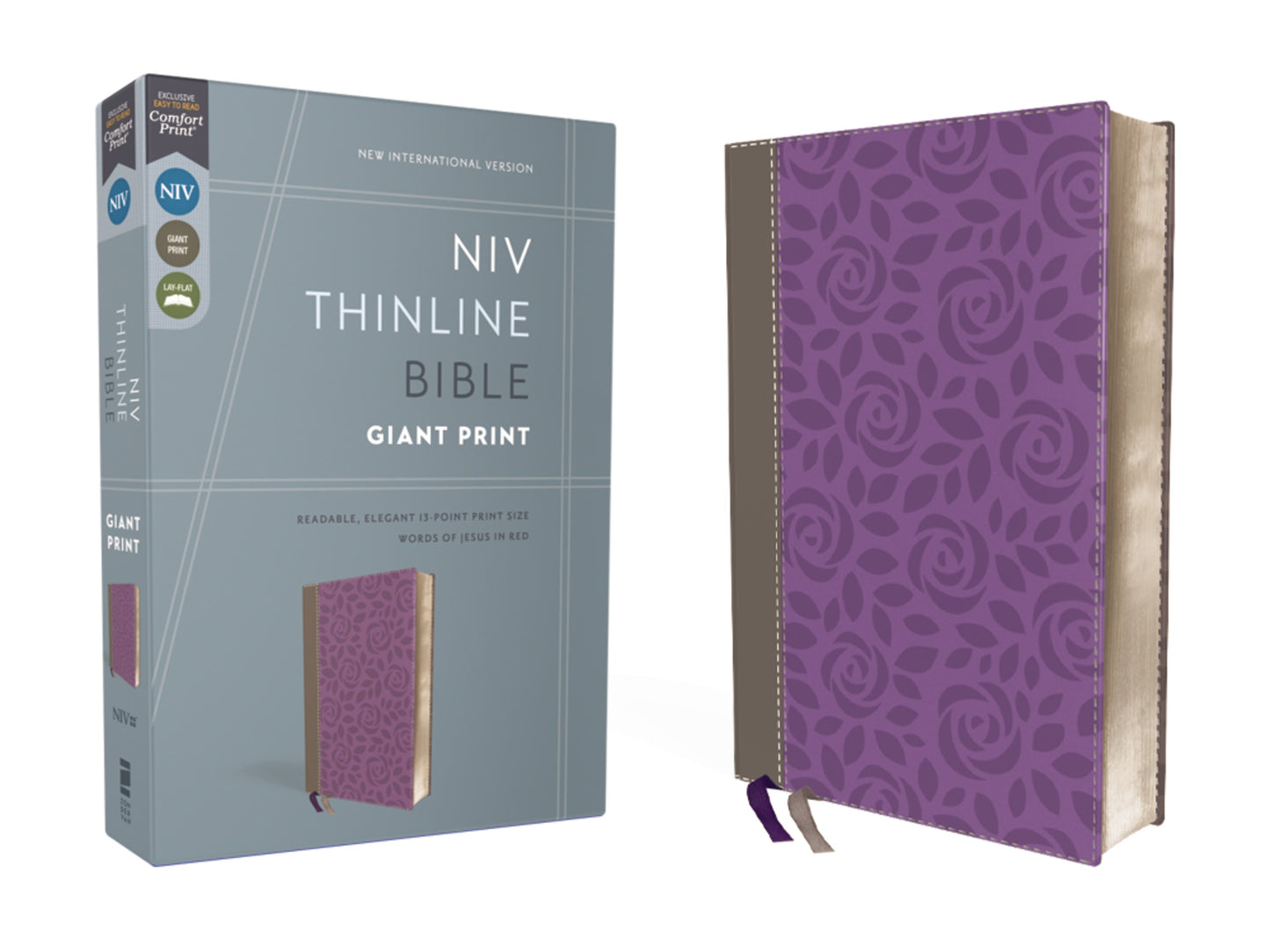 NIV Thinline Bible/Giant Print (Comfort Print)-Gray/Purple Leathersoft