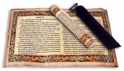 Parchment-Isaiah 53 Scroll w/Bag (10.5" x 18.5") (#21197)