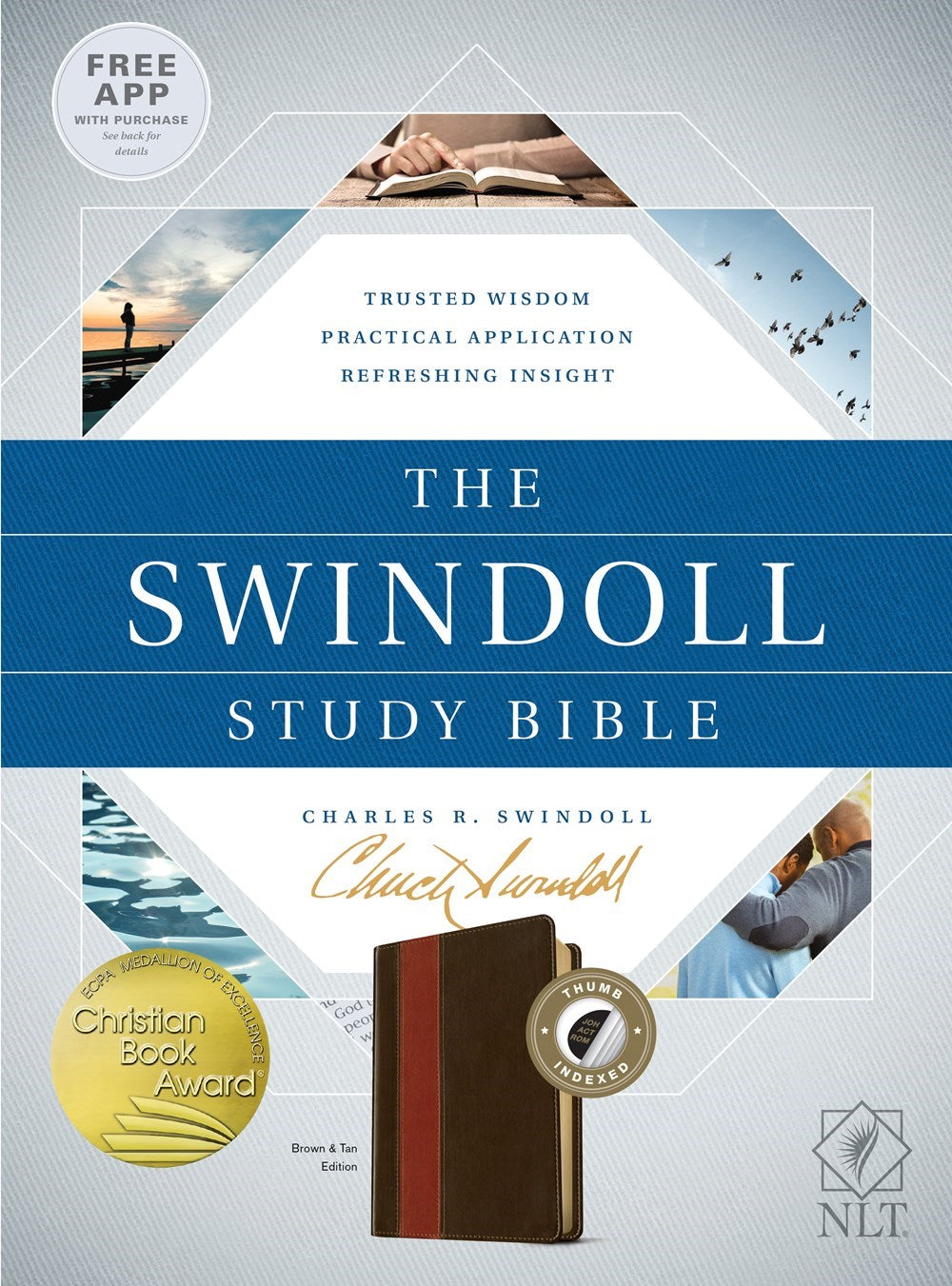 NLT Swindoll Study Bible-Brown/Tan TuTone Indexed