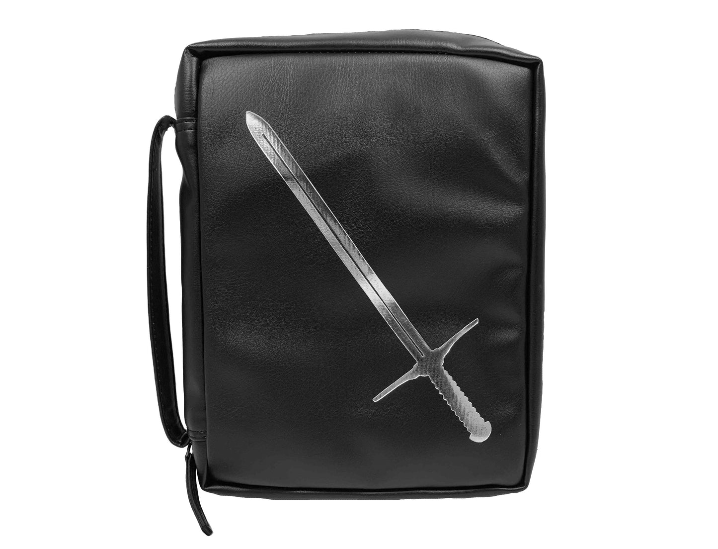 Bible Cover-Imitation Leather W/Foil-Sword-Black-LRG