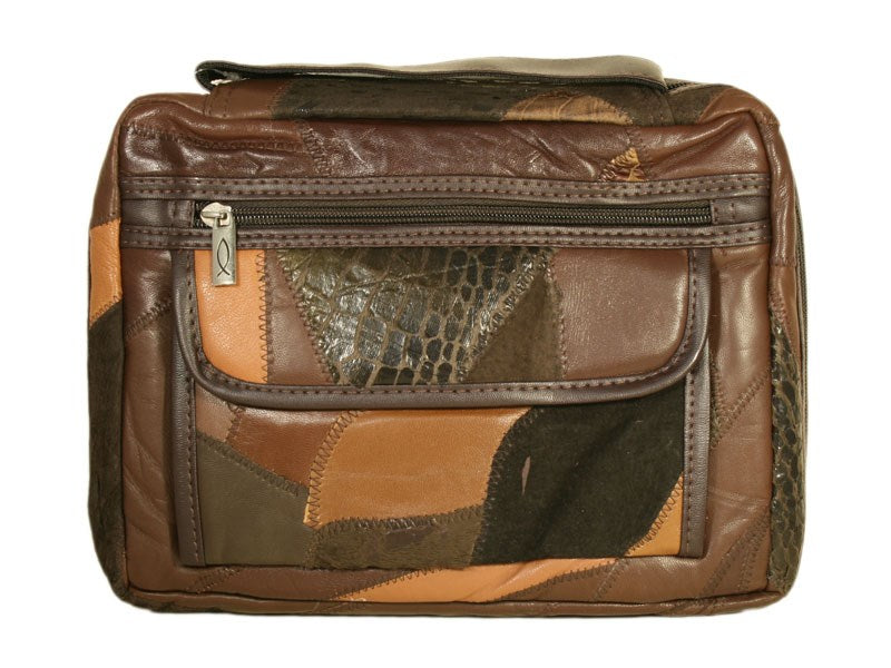 Bible Cover-Leather-Patchwork-Brown-LRG