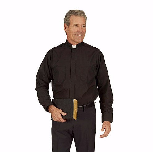 Clergy Shirt-Long Sleeve-Tab Collar-Black (16 X 32/33)