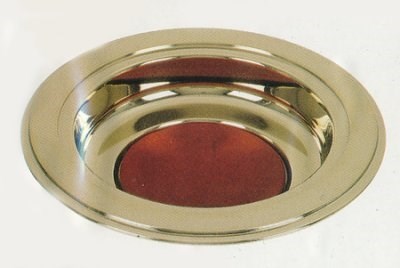 Offering Plate-Brass Tone-Burgundy Felt Pad