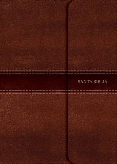 Span-NIV Large Print Compact Bible (Biblia Compacta Letra Grande)-Brown LeatherTouch w/Magnetic Flap Indexed