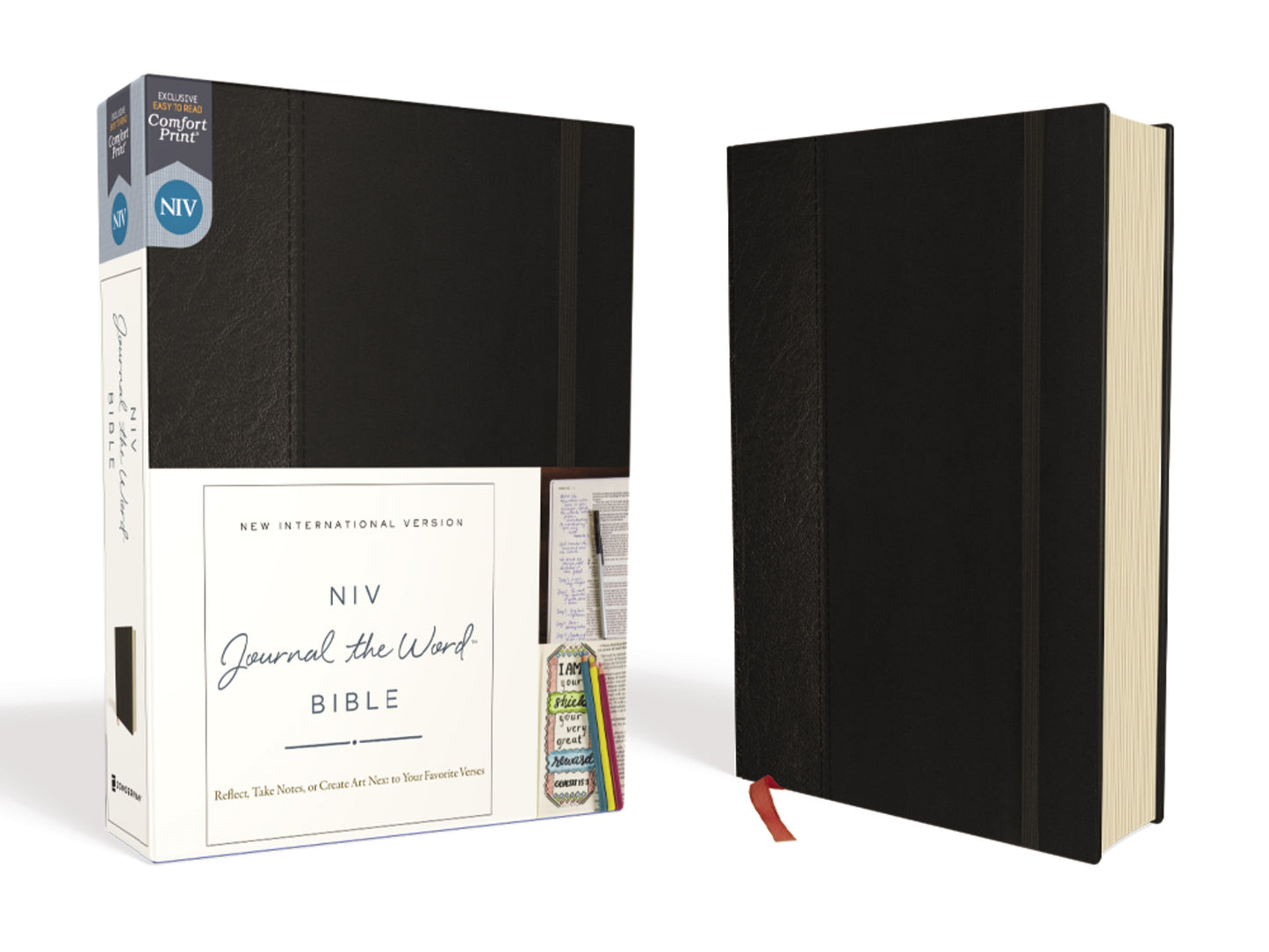 NIV Journal The Word Bible (Comfort Print)-Black Hardcover