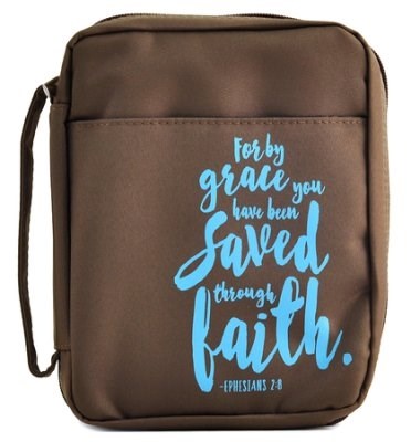 Bible Cover-Lutheran Study Bible (Compact Size)-Grey W/Ephesians 2:8
