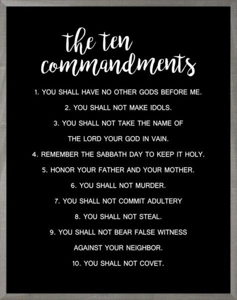 Framed Art-Ten Commandments (Black) (11 X 14) (Farmhouse Art)