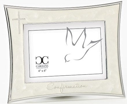 Frame-Confirmation-Ivory w/Silver Cross (5.5" H)