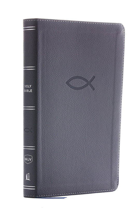 NKJV Thinline Bible/Youth Edition (Comfort Print)-Gray Leathersoft