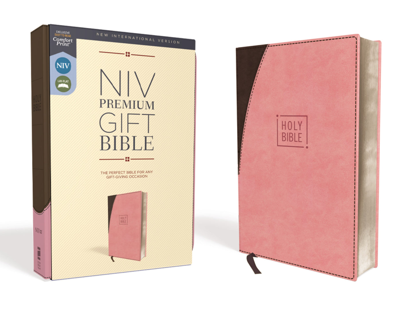 NIV Premium Gift Bible (Comfort Print)-Pink/Chocolate Leathersoft