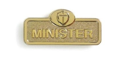Badge-Minister w/Cross-Magnetic Back-Brass (2-1/16" x 7/8")