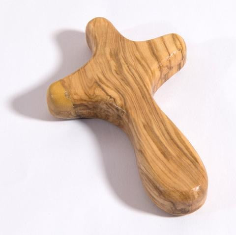 Comfort Cross-Olivewood Hand Held Cross (4" x 2-1/2") (#21209)