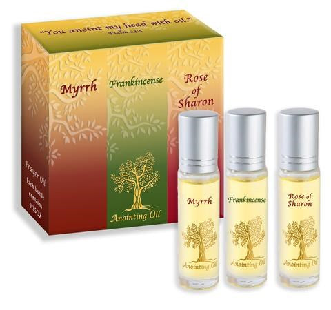 Anointing Oil-Set of Three Oils-Frankincense Myrrh And Rose Of Sharon (#61205)