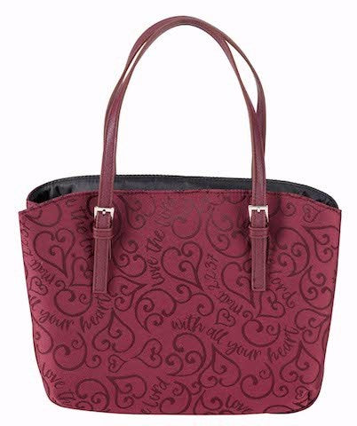 Bible Cover-Wedge Shape-Love The Lord Jacquard-Burgundy-LRG