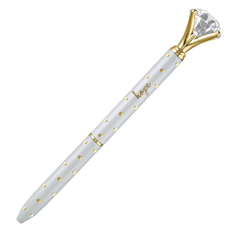 Pen-Metallic Gem-Hope-White/Gold Dot