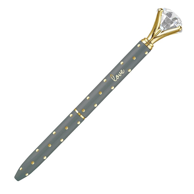 Pen-Metallic Gem-Love-Grey/Gold Dot