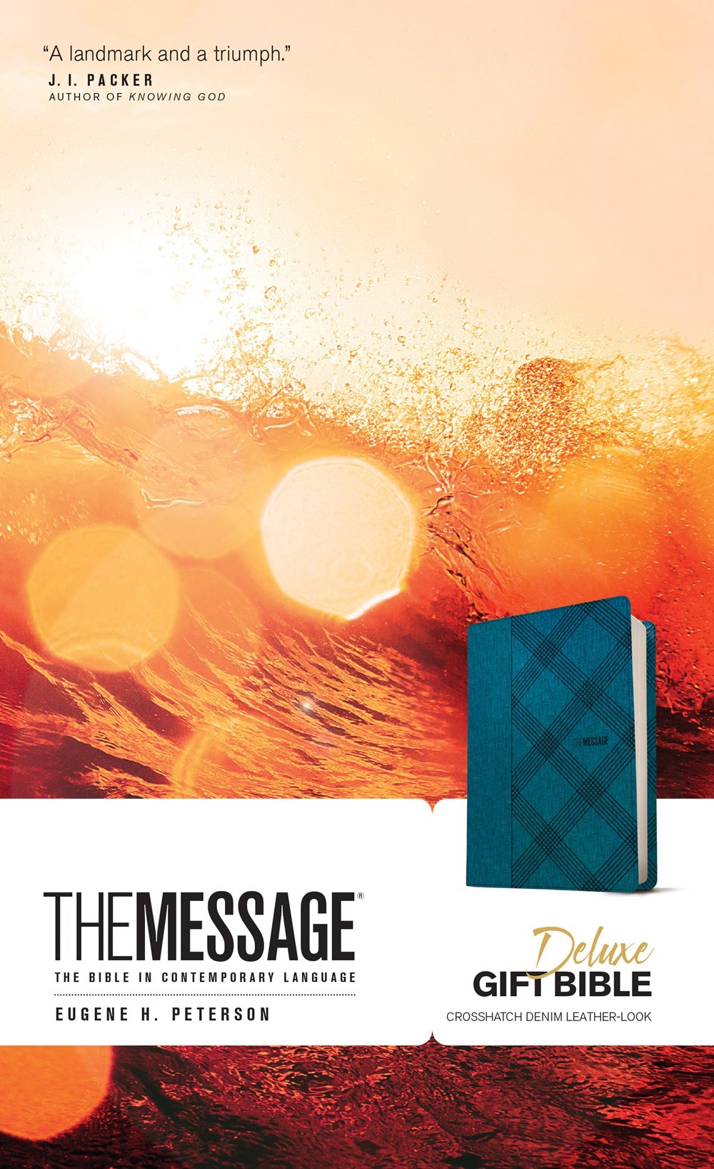 The Message Deluxe Gift Bible-Crosshatch Denim LeatherLook