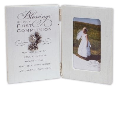 Frame-Blessings On Your First Communion-Hinged (Holds 4.5 x 2.5 Photo)