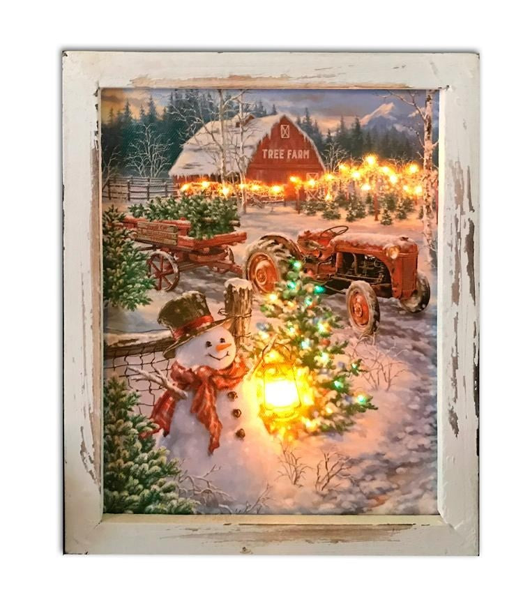 Shadowbox-Christmas Tree Farm-LED Tabletop w/Timer (8" x 8" x 2")