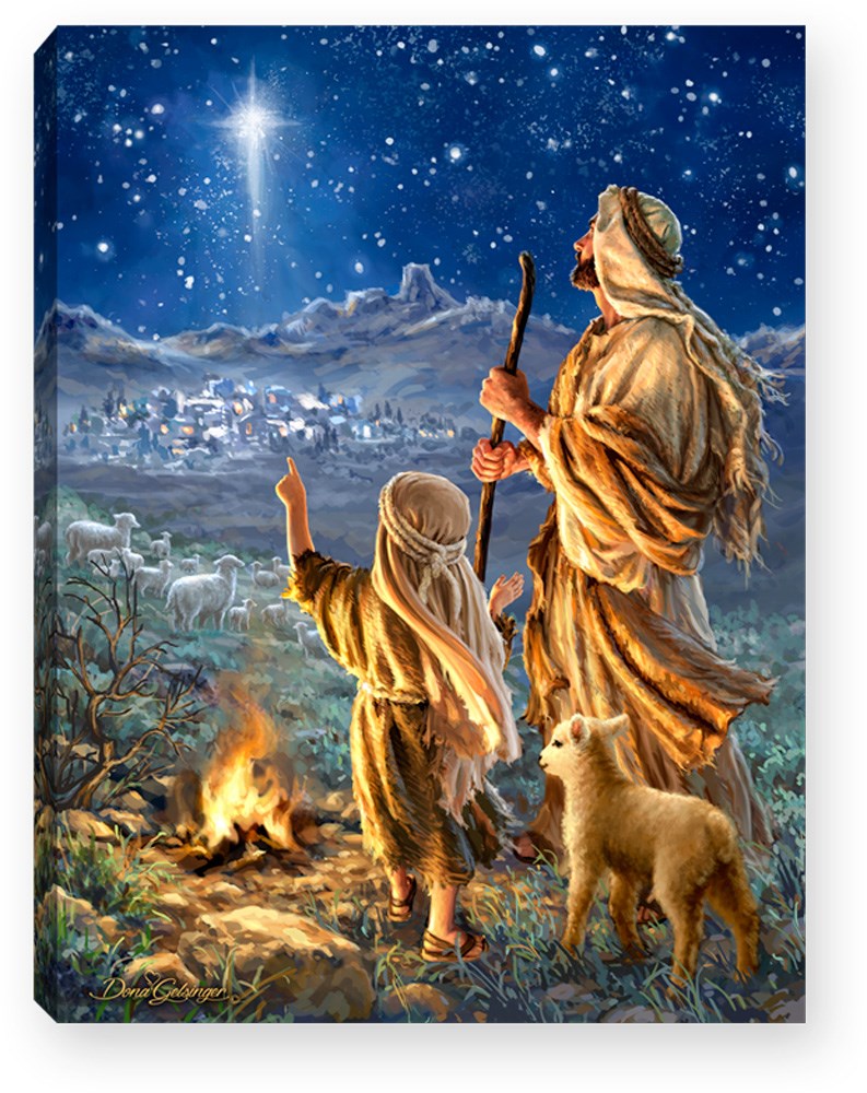 Mini Canvas-Shepherds Keeping Watch-LED Tabletop w/Timer (8" x 6")