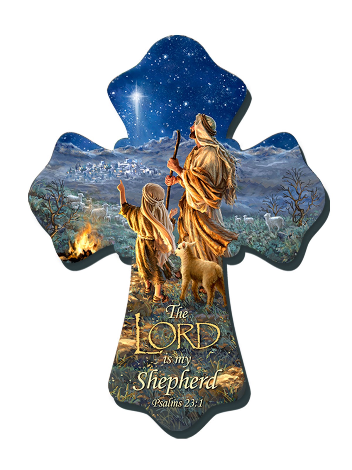 Wall Cross-Shepherds/The Lord Is My Shepherd (6" x 8")