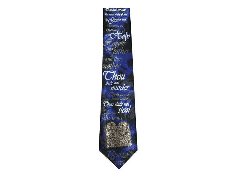 Tie-Ten Commandment-Polyester-Blue
