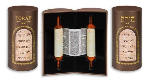 Torah-Scroll (5 Books Of Moses) In Deluxe Leather Case (#7601)