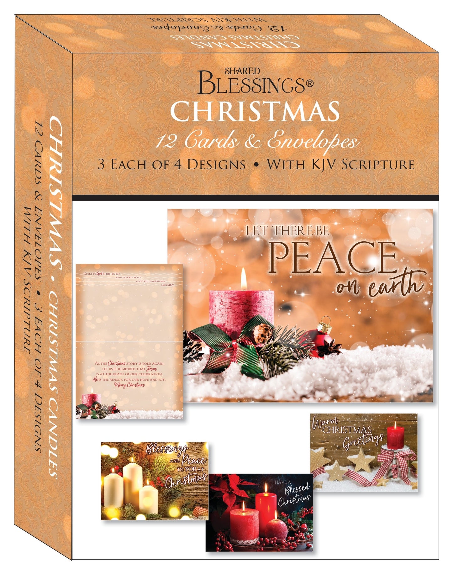 Card-Boxed-Shared Blessings-Christmas-Assorted/Candles (Box Of 12) (OP)