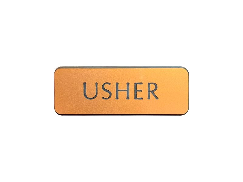Badge-Contemporary-Usher-Gold/Black-Magnetic Back