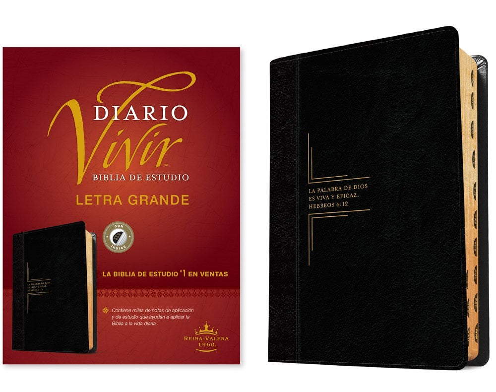 RVR 1960 Biblia de Estudio del Diario Vivir Letra Grande (Life Application Study/Large Print)-Black LeatherLike Indx
