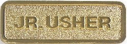 Badge-Jr Usher-Magnetic Back-Brass (2.75" x .66")