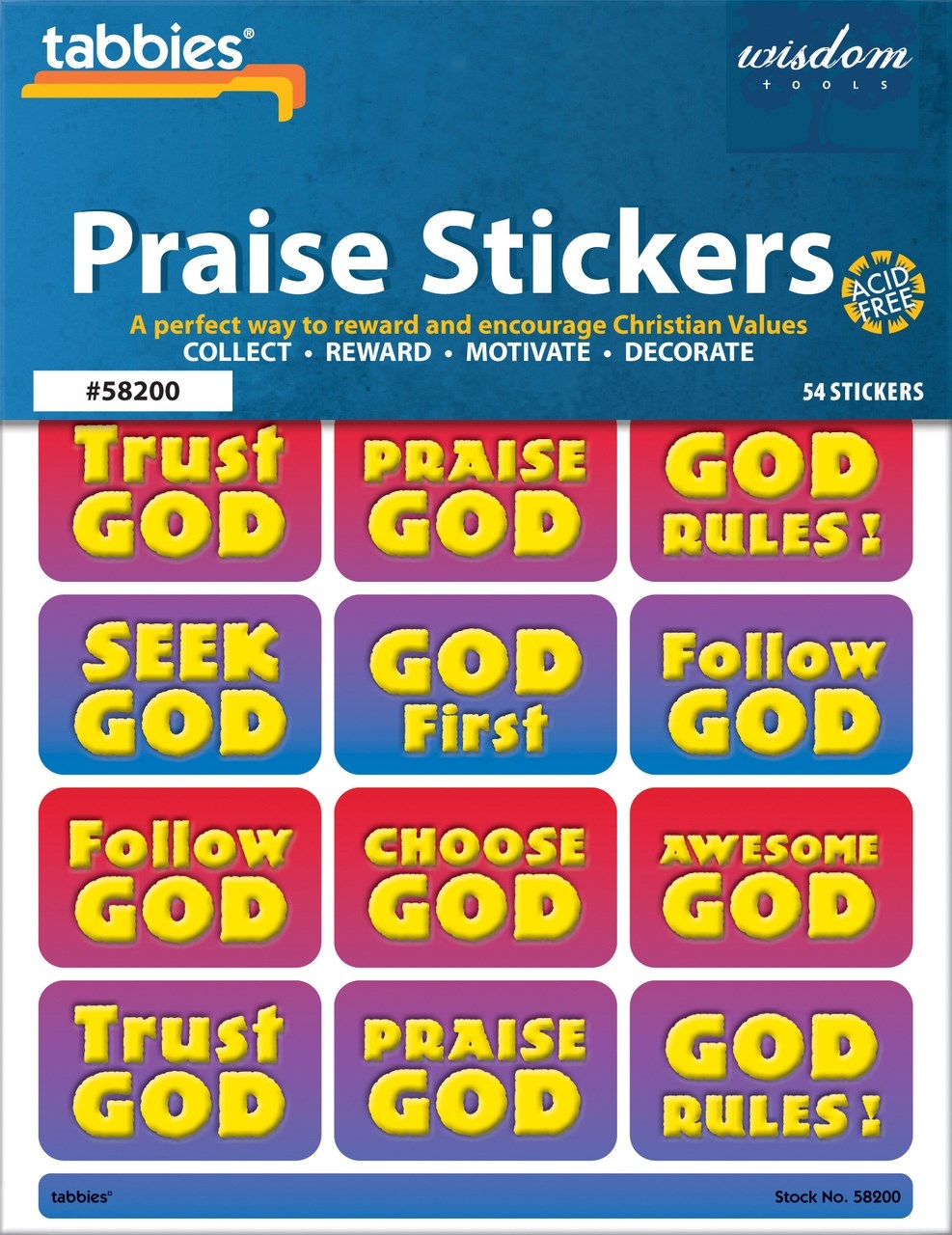 Praise Stickers-God w/Praise Chart (Pack of 54)