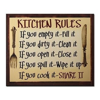 Wall Plaque-Kitchen Rules (10 x 12)