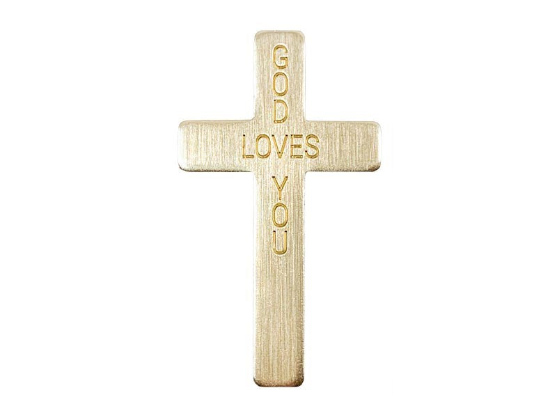 Pocket Cross-God Love You-Gold (Pack Of 50)