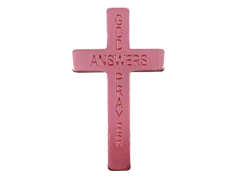 Pocket Cross-God Answers Prayer-Pink (Pack Of 50)