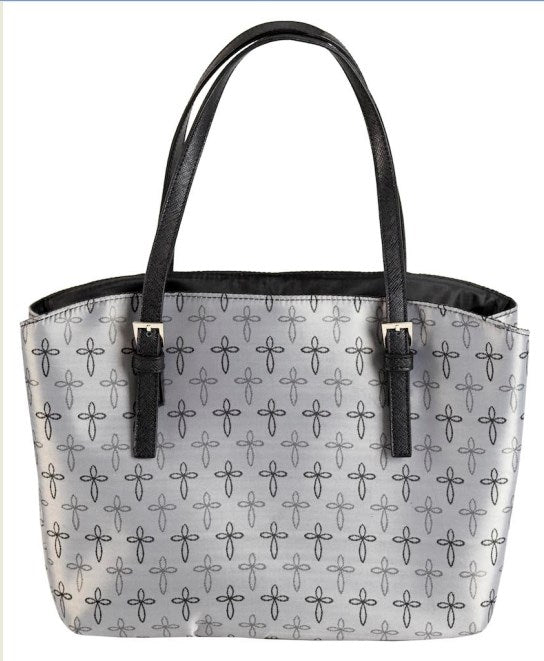 Bible Cover-Wedge Shape-Cross-Jacquard-XLG-Grey