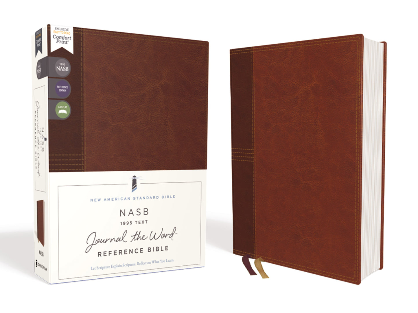 NASB 1995 Journal The Word Reference Bible (Comfort Print)-Brown Leathersoft