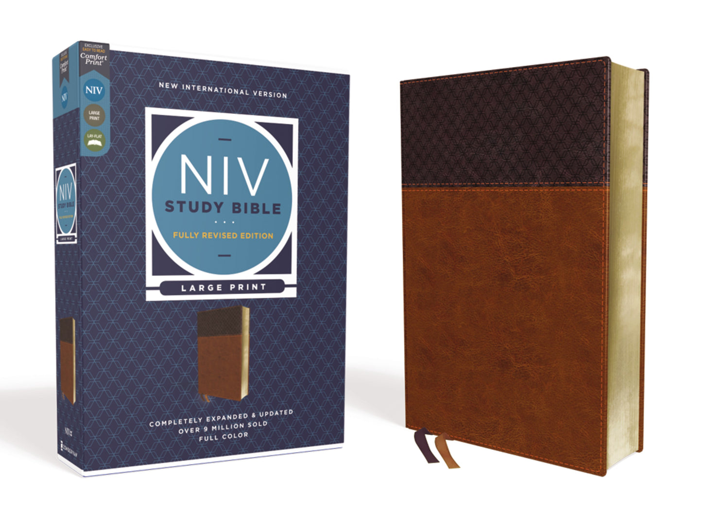 NIV Study Bible/Large Print (Fully Revised Edition) (Comfort Print)-Brown Leathersoft